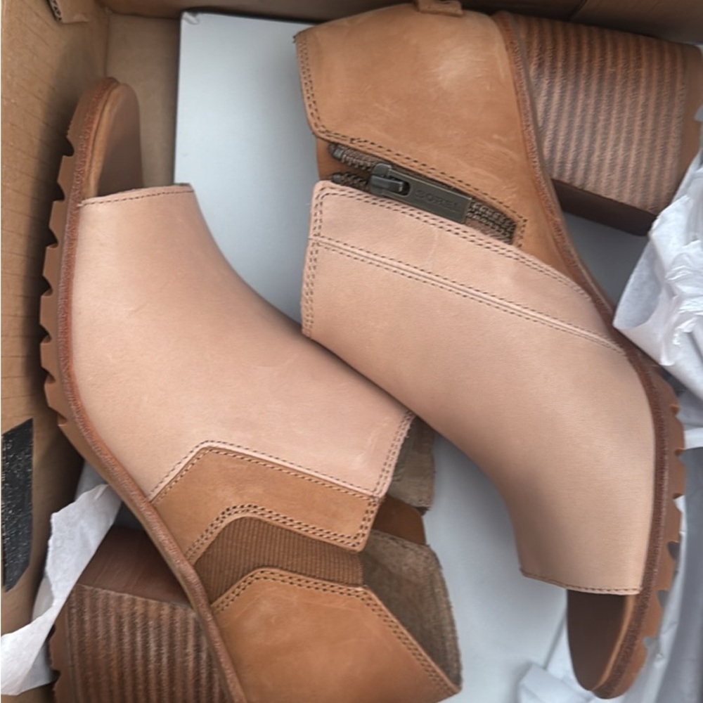 Sorel Tan and Brown Heeled Boots